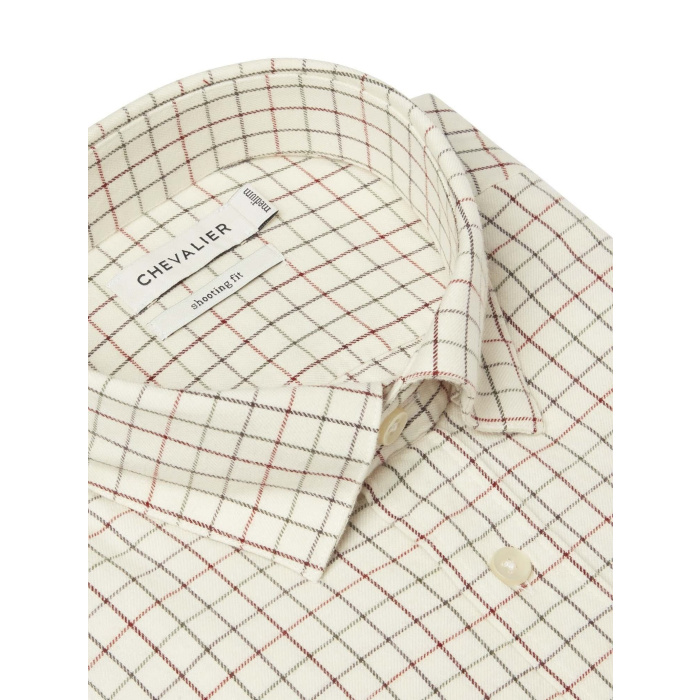 Koszula męska Chevalier Redway Shooting Fit Wool Dark Red Tattersall (1060218-C3012)